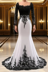 Fashion Long Sleeve Lace Chiffon Trumpet / Mermaid Mother of the Bride Dress